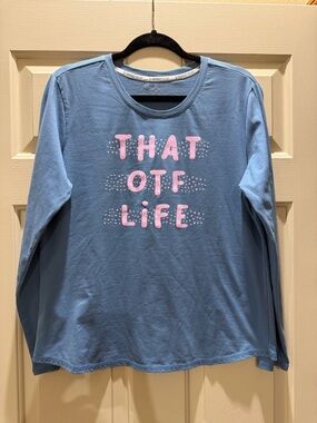 Long-Sleeve Graphic Tee from Orangetheory - Blue with Pink Lettering -